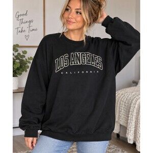 Los Angeles California Black Crewneck Sweatshirt, Adult Large Estimated